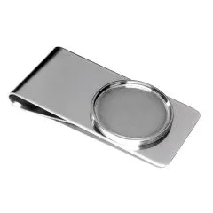 Geldclip Rohling Edelstahl 1-fach Ø 23,25 mm - EU 1 Euro 2001 - xxxx • Personalisierbar, Farbton Silber