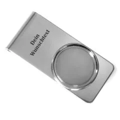 Geldclip Rohling Edelstahl 1-fach Ø 23,25 mm - EU 1 Euro 2001 - xxxx • Personalisierbar, Farbton Silber