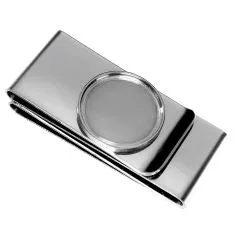 Geldclip Rohling Edelstahl 3-fach Ø 23,25 mm - EU 1 Euro 2001 - xxxx • Personalisierbar, Farbton Silber