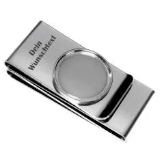 Geldclip Rohling Edelstahl 3-fach Ø 23,25 mm - EU 1 Euro 2001 - xxxx • Personalisierbar, Farbton Silber
