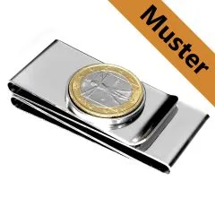 Geldclip Rohling Edelstahl 3-fach Ø 23,25 mm - EU 1 Euro 2001 - xxxx • Personalisierbar, Farbton Silber