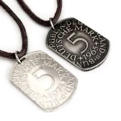 Münzanhänger DOG TAG aus Silber 625er 5 DM Deutschland 1951 - 1974