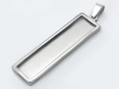 Anhänger Rohling Edelstahl Rechteck / Innen 10x50 mm • Personalisierbar