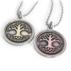 Anhänger BAUM DES LEBENS Edelstahl - Messing / Kupfer • Vintage