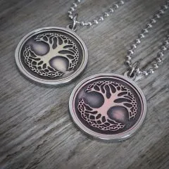 Anhänger BAUM DES LEBENS Edelstahl - Messing / Kupfer • Vintage