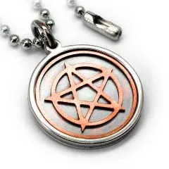 Anhänger PENTAGRAMM Edelstahl - Kupfer • Vintage