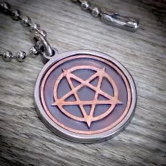 Anhänger PENTAGRAMM Edelstahl - Kupfer • Vintage