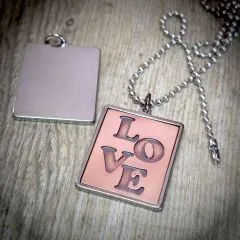 Anhänger LOVE Edelstahl - Kupfer • Vintage