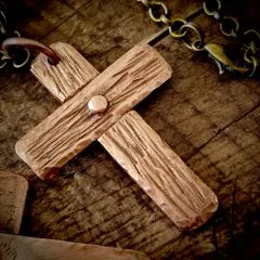 Kreuzanhänger handgefertigt aus Feinkupfer • Vintage inklusive Kette