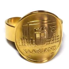 Münzring Saarland 10 Franken 1954 INDUSTRIELANDSCHAFT 24 Karat vergoldet