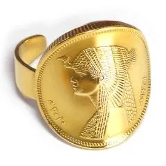 Münzring Ägypten 50 Piaster 2007 - xxx Kleopatra VII 24 Karat vergoldet Größe 48 bis 72