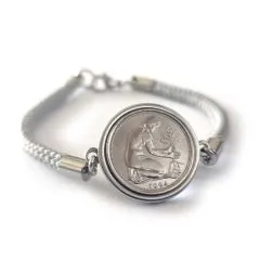 Münzarmband aus Segeltau Deutschland KULTURFRAU 50 Pfennig 1949 - 2001 • Farbauswahl