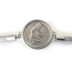 Münzarmband aus Segeltau Deutschland KULTURFRAU 50 Pfennig 1949 - 2001 • Farbauswahl