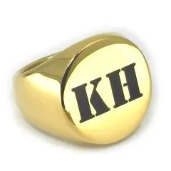 Personalisierter Siegelring aus Edelstahl mit Monogramm-Gravur – in Silber, Schwarz oder Gold