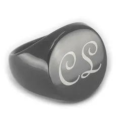 Personalisierter Siegelring aus Edelstahl mit Monogramm-Gravur – in Silber, Schwarz oder Gold