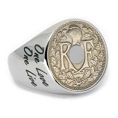 Münze: 5 Centimes Frankreich (Lochmünze) Prägejahr: 1917-1920 Motiv: Kranz aus Eichenzweigen, Freiheitsmütze und das Kürzel RF