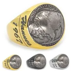 Münzring USA 5 Cent Buffalo Nickel 1913-1938 Bison Edelstahl • Personalisierbar