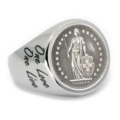 Münze:1/2 Franken Schweiz - Silber 835 Prägejahr: 1968-1975 Motiv: Stehende Helvetia mit Wappenschild und Schriftzug HELVETIA