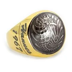 Münze: 10 Cents Singapur (gewölbt) Prägejahr: 1967-1985 Motiv: Seepferdchen