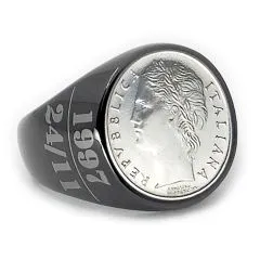 Handgefertigter Ring aus einer 100 Lire Münze – einzigartiger Schmuck