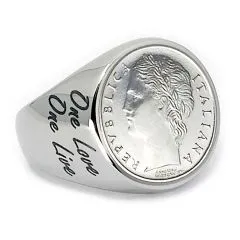 Münzring Italien mit individuelle Gravuroption – Unikat in Edelstahl