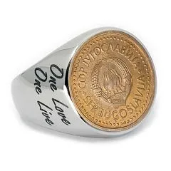 Original 50 Para Münze von Jugoslawien als stilvoller Ring verarbeitet
