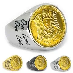 Münzring Syrien 5 Piaster 1971 Staatswappen Edelstahl • Personalisierbar