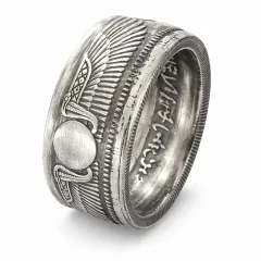 Münzring Ägypten 25 Piaster Geflügelte Sonne Kobras Silber 720er Größe 60 bis 72