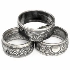 Münzring Ägypten 25 Piaster Geflügelte Sonne Kobras Silber 720er Größe 60 bis 72