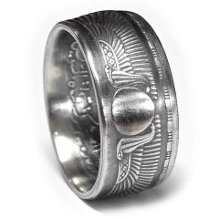 Münzring Ägypten 25 Piaster Geflügelte Sonne Kobras Silber 720er Größe 60 bis 72
