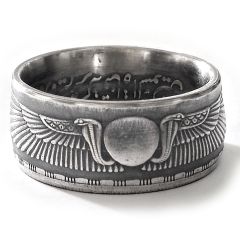 Münzring Ägypten 25 Piaster Geflügelte Sonne Kobras Silber 720er Größe 60 bis 72