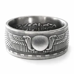 Münzring Ägypten 25 Piaster Geflügelte Sonne Kobras Silber 720er Größe 60 bis 72