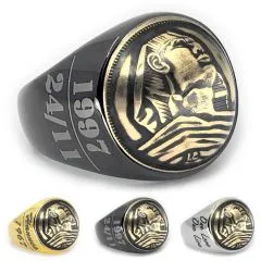 Münzring Ägypten 5 Millimes 1957-1958 Sphinx Edelstahl • Personalisierbar