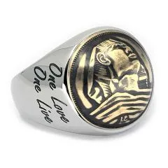 Einzigartiger Münzring aus einer original ägyptischen 5 Millimes Münze mit der Großen Sphinx.