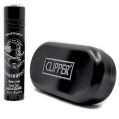 Clipper Metall Feuerzeug Large Matt Black + Geschenkbox • Inklusive Wunschgravur EIGENER ENTWURF