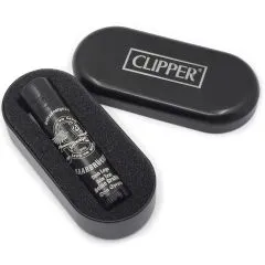 Clipper Metall Feuerzeug schwarz matt mit Box