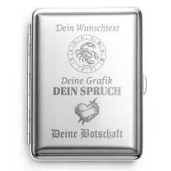 Zigarettenetui mit Gravur für 16 Zigaretten WUNSCHTEXT • Silber gebürstet • Diamantgravur