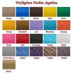 Schlüsselanhänger aus 6 mm Segeltau mit Edelstahl Verbinder • Viele Farben und Größen verfügbar