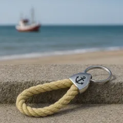 Maritimer Schlüsselanhänger aus 10 mm Segeltau mit Edelstahlring