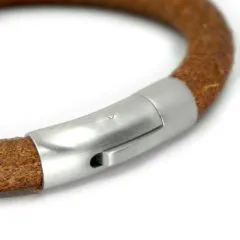 Robustes Rundlederarmband 8mm mit mattem Edelstahl Bajonettverschluss