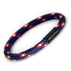 Maritimes Segeltau Armband mit 6 mm Durchmesser und personalisierter Gravur