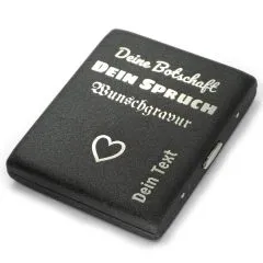 Zigarettenetui schwarz matt mit Gravur