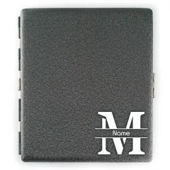 Zigarettenetui mit Gravur für 16 Zigaretten MONOGRAMM 02 • Schwarz matt Grobstruktur • Lasergravur