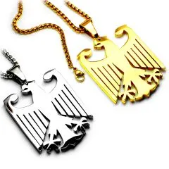 Großer XXL Edelstahl Anhänger mit Bundesadler Motiv im Farbton Silber oder Gold