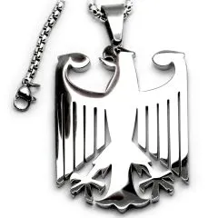 Großer XXL Edelstahl Anhänger mit Bundesadler Motiv in Silber.