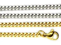Edelstahl Panzerkette 60 cm - 2,0 x 1,0 mm • Farbton Gold oder Silber
