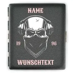 Zigarettenetui SKULL (Motivwahl) für 18 Zigaretten personalisierbar • Schwarz matt Grobstruktur • Lasergravur