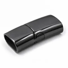 Magnetverschluss Edelstahl für Schnüre 2 x Ø 4,0 mm • Schwarz glänzend