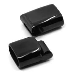 Magnetverschluss Edelstahl für Schnüre 2 x Ø 4,0 mm • Schwarz glänzend