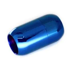 Magnetverschluss Edelstahl für Schnüre Ø 8,0 mm • Blau glänzend